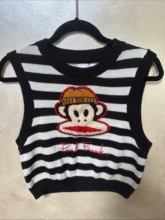 Paul Frank Sweaters - Paul Frank Black & White Striped Knit Vest size medium